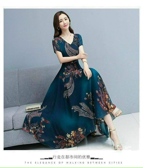 ĐẦM MAXI DÁNG DÀI HỌA TIẾT CAO CẤP TRẺ TRUNG QUYẾN RŨ-DN026